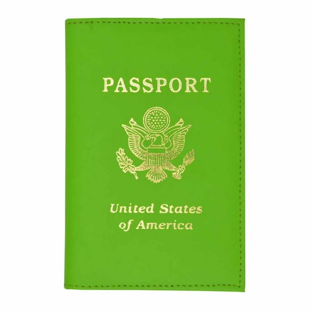 GENUINE LEATHER PASSPORT COVER HOLDER WALLET CASE TRAVEL 7 COLORS NEW Lime Green 